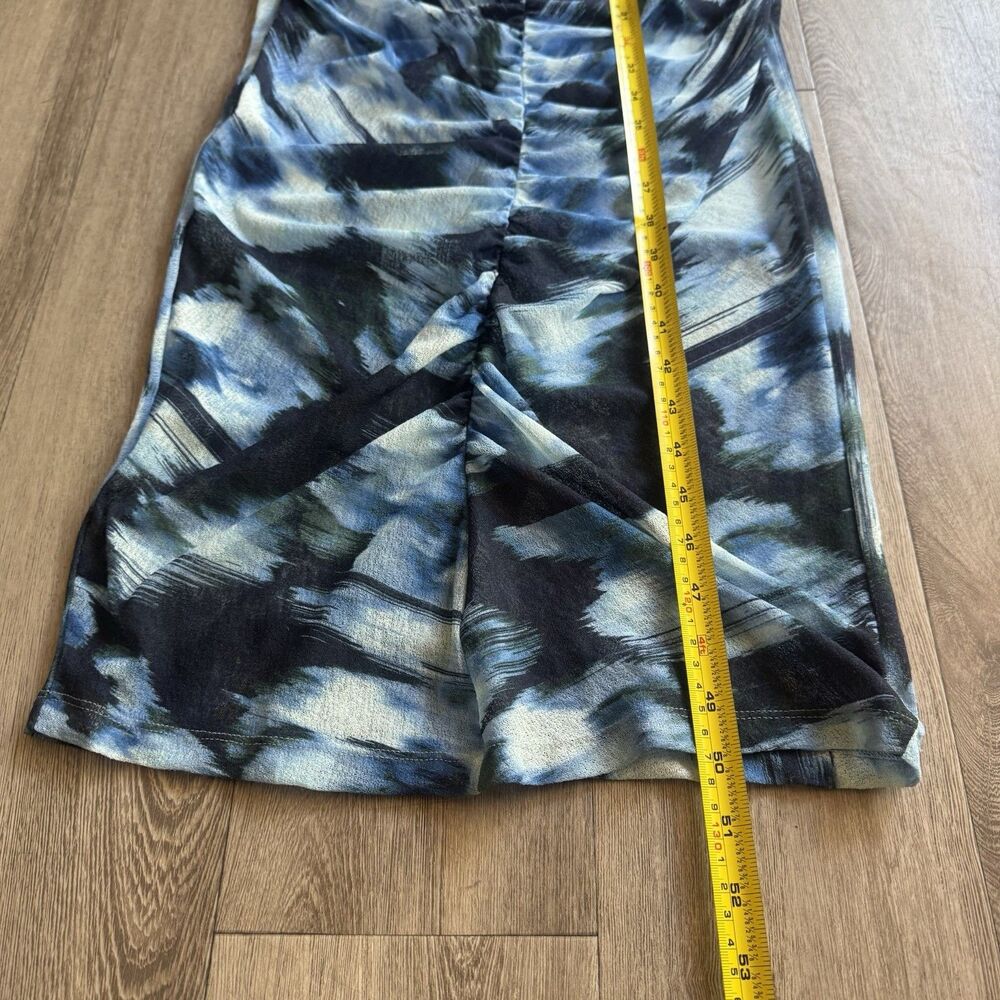 Abercrombie & Fitch Blue Mesh Bodycon Long Sleeve Twist Front Long Dress Sz XS - Picture 9 of 14